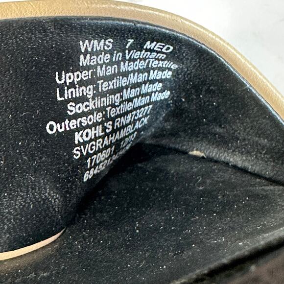 Simply Vera Vera Wang Sandals Black Tan Womens Sz 7 Ankle Strap Heels Dress Shoe - Picture 12 of 12